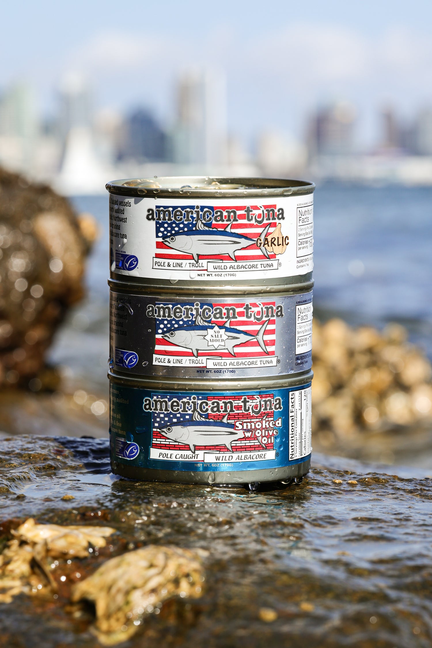 photo of 3 tuna can stacked