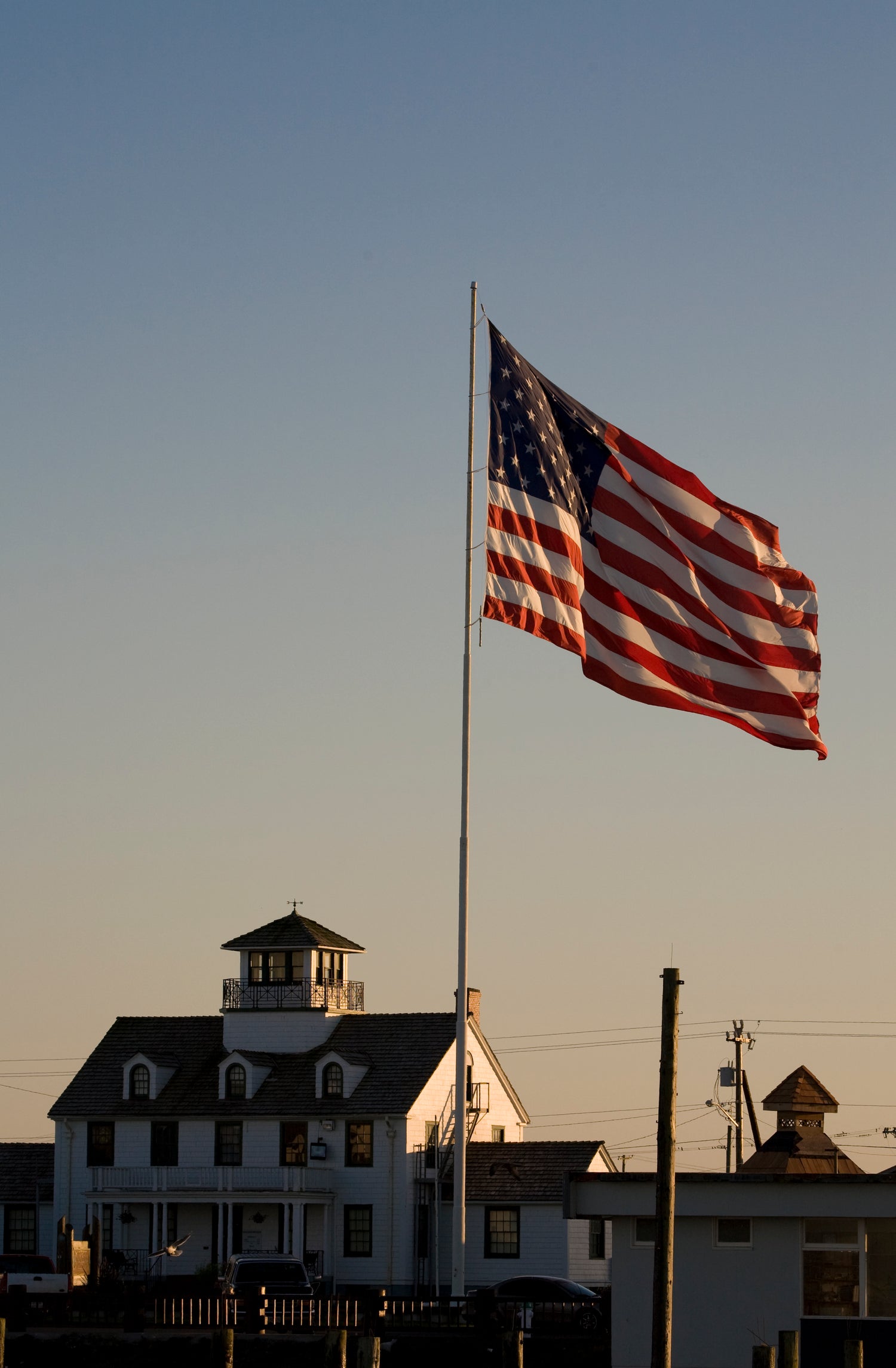 photo of building with american flag