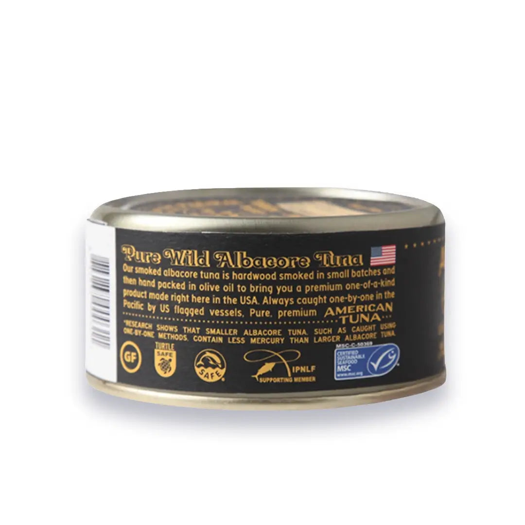 Can of tuna with label on a white background