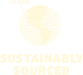 Icon of a globe illustrating that American Tuna is sustainably sourced.